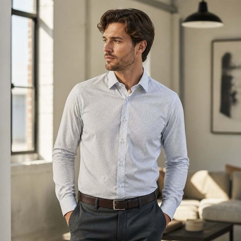 Egara Men's Non-Iron Slim Fit Paisley Print Button-Down Dress Shirt